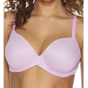 Maidenform 36D Bra Demi T-Shirt Purple Lace Lightly Padded Underwire DM7543